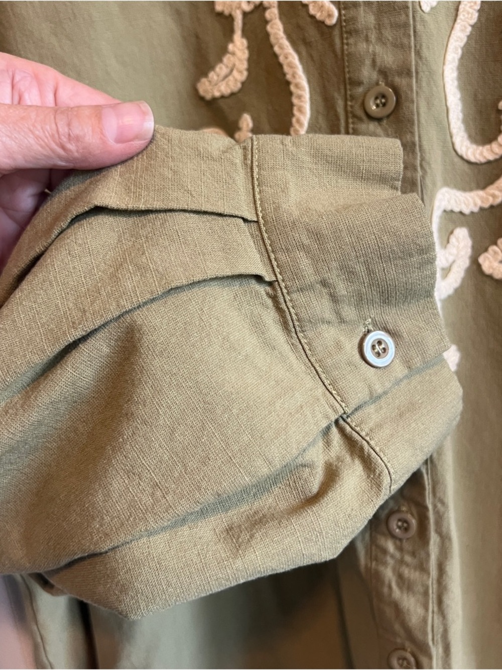 CIDER Olive Green Embroidered Button Down 4XL - Picture 4 of 6